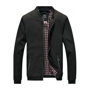 Lentta New Men's Lightweight Slim Fit Lined Black Windbreaker Softshell Jacket